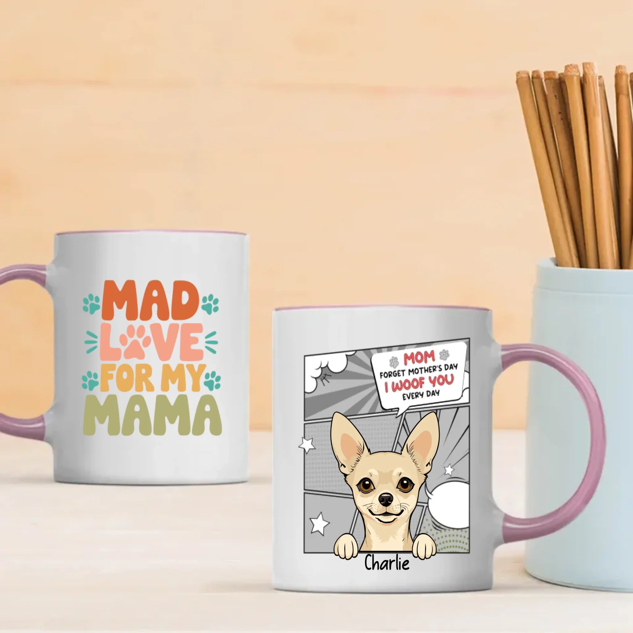 Mad Love for My Mama – Personalized Dog Mom Mug – Cute Pet Gift – 89Prints