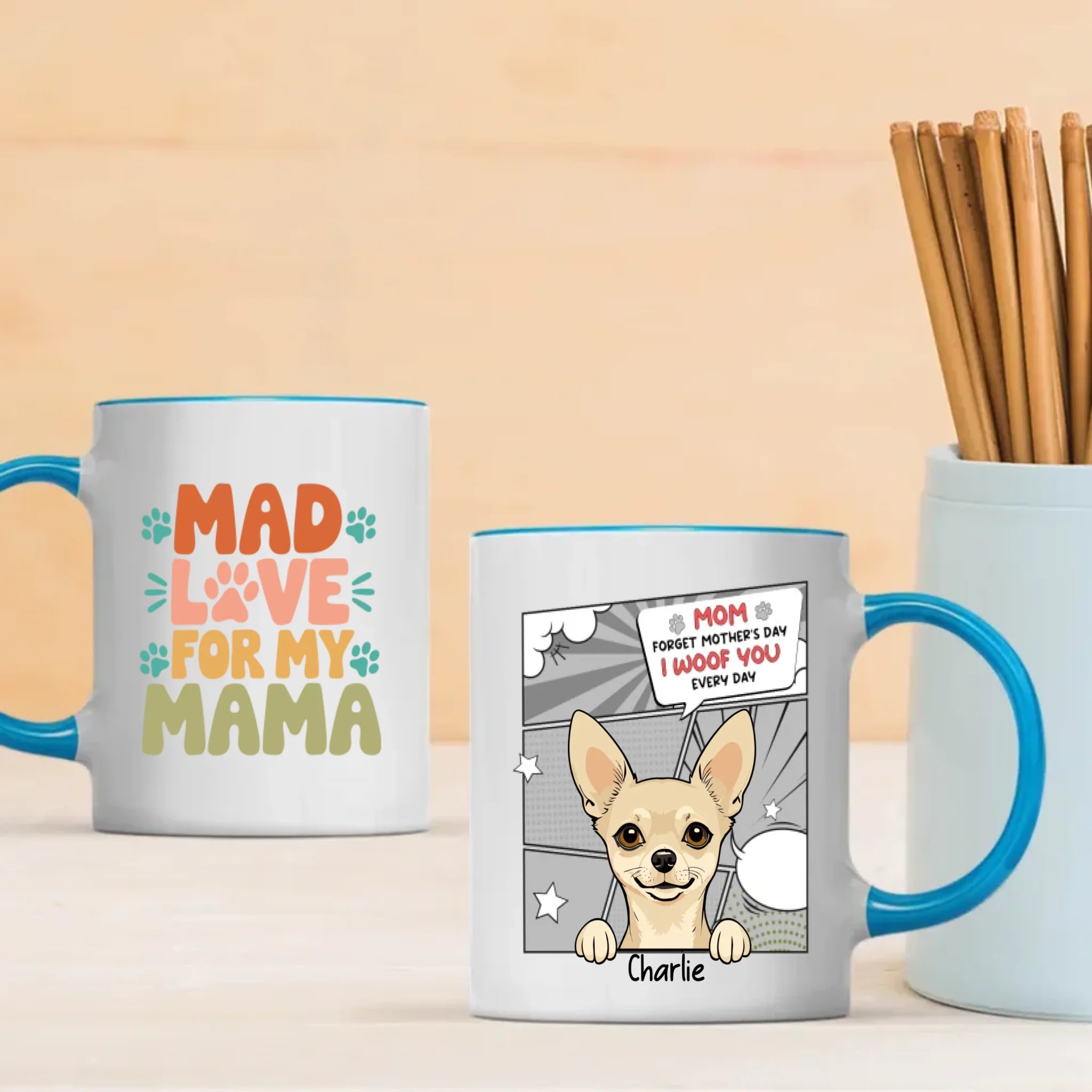 Mad Love for My Mama – Personalized Dog Mom Mug – Cute Pet Gift – 89Prints