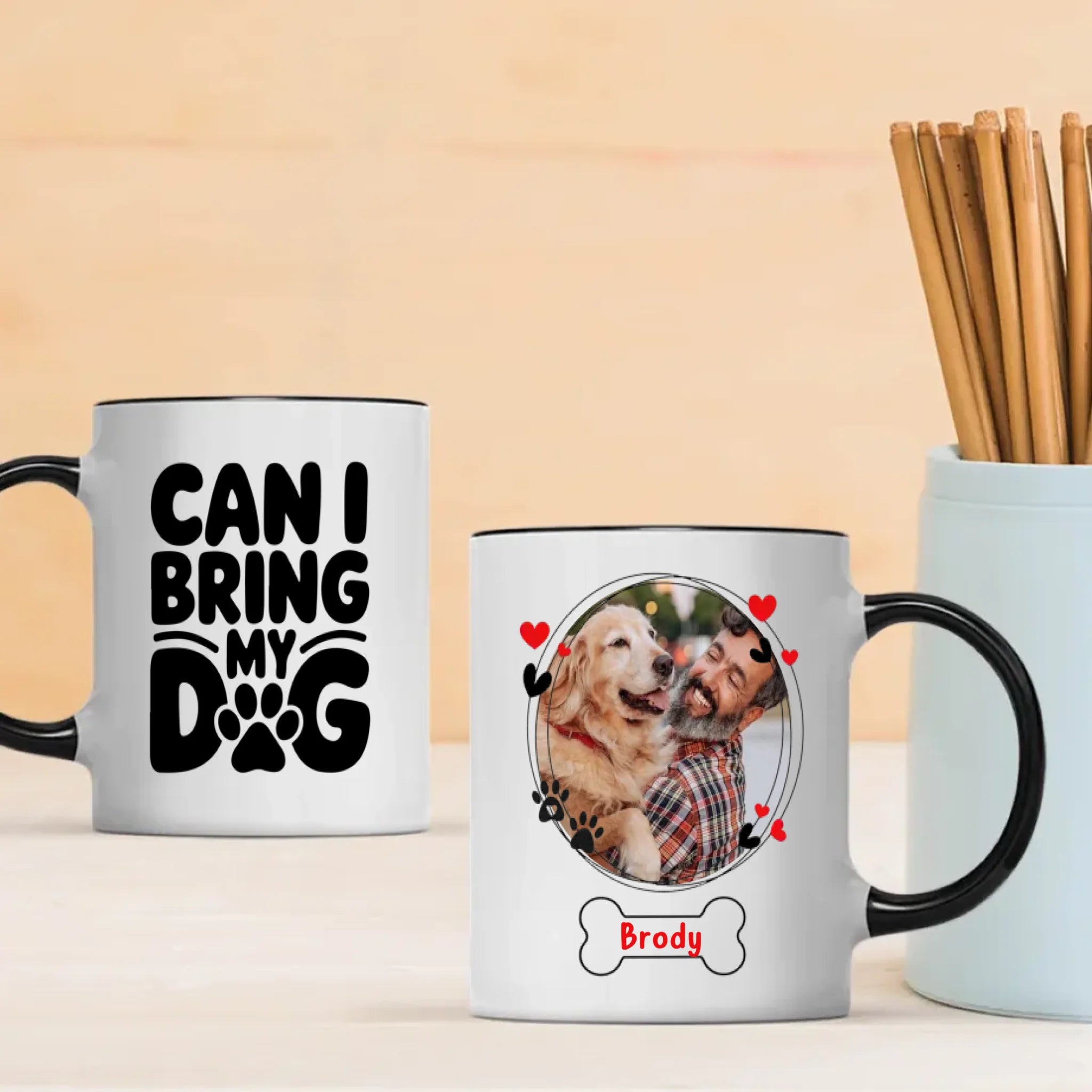 Coffee Cup for Dog Lovers – “Can I Bring Dog?” Personalized Mug – 89Prints