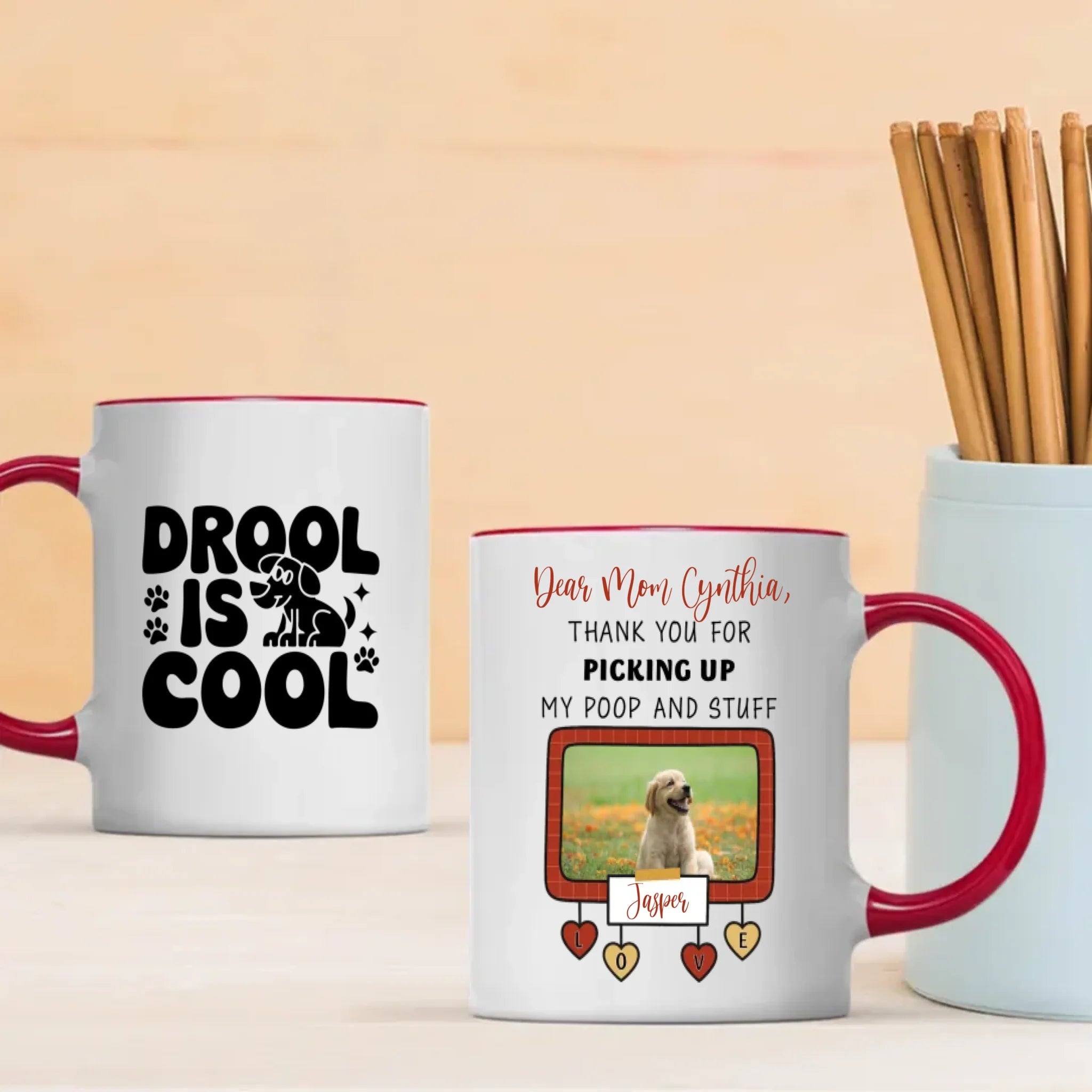 Personalized Dog Mug – “Drool Is Cool” Funny Coffee Cup for Dog Lovers – 89Prints