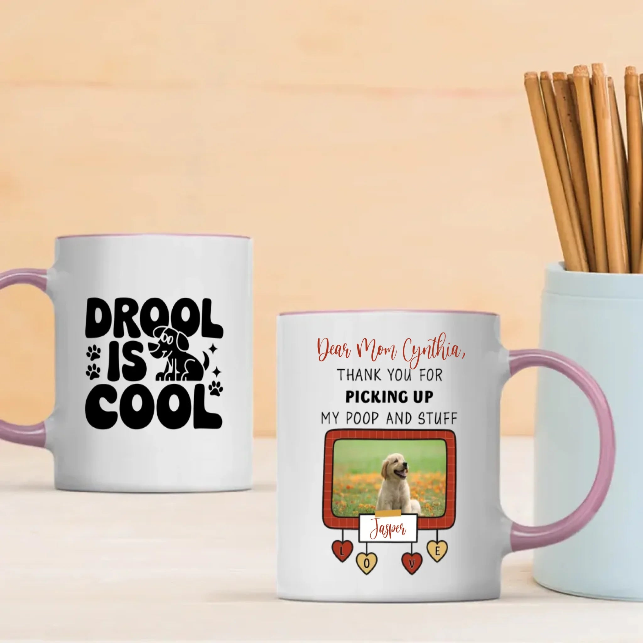 Personalized Dog Mug – “Drool Is Cool” Funny Coffee Cup for Dog Lovers – 89Prints