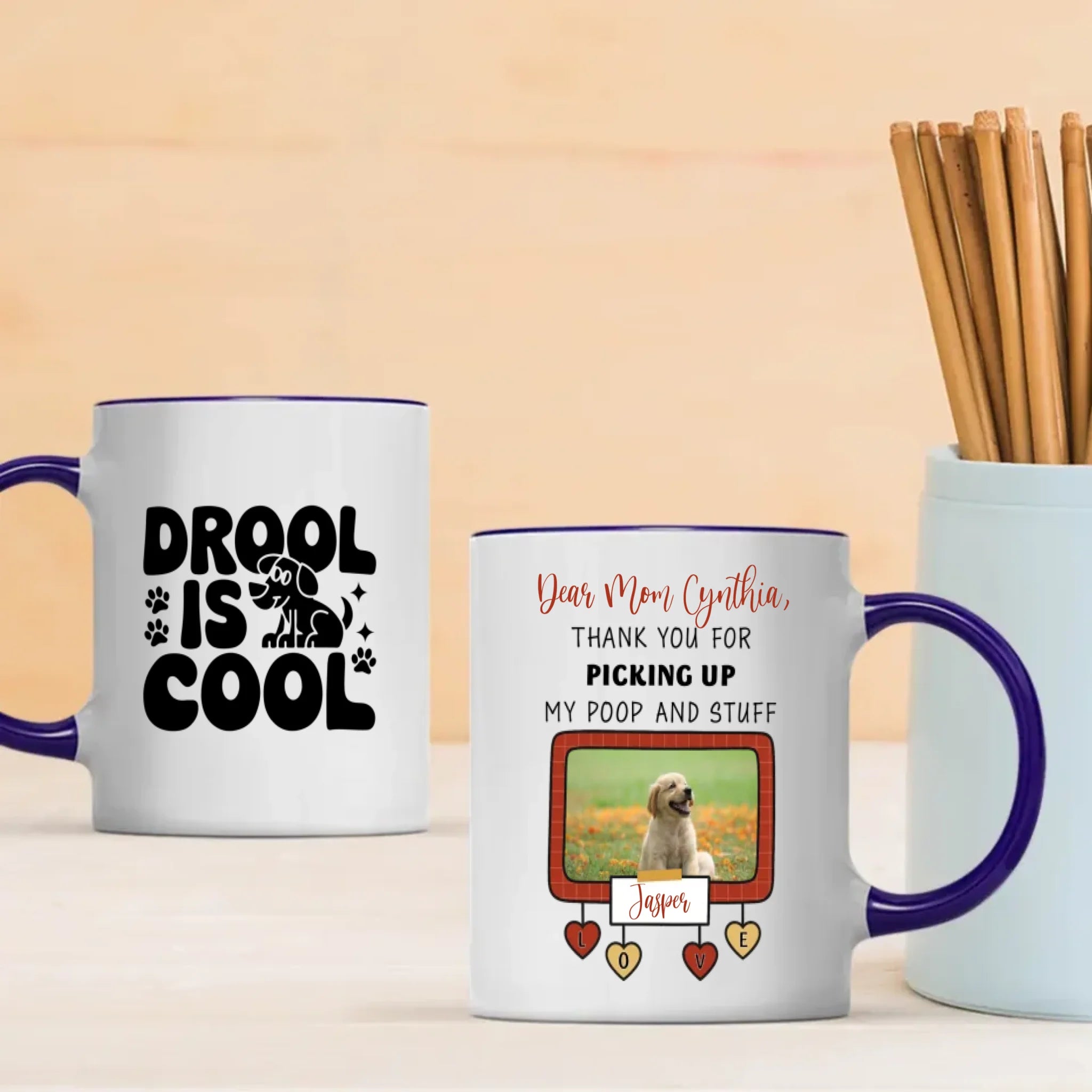 Personalized Dog Mug – “Drool Is Cool” Funny Coffee Cup for Dog Lovers – 89Prints
