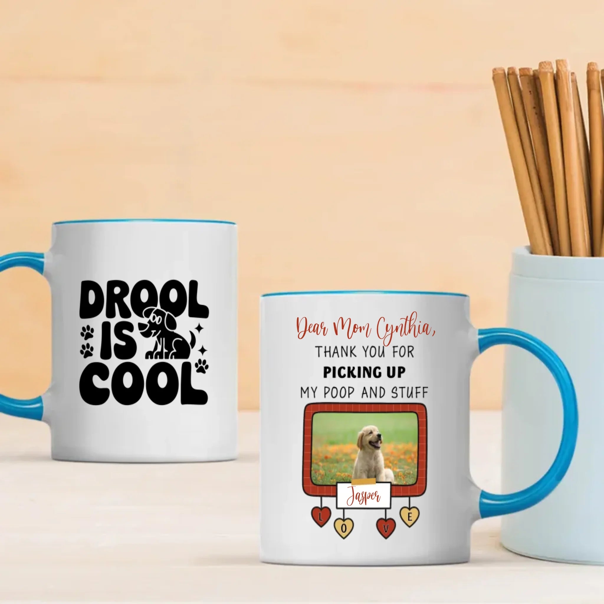 Personalized Dog Mug – “Drool Is Cool” Funny Coffee Cup for Dog Lovers – 89Prints