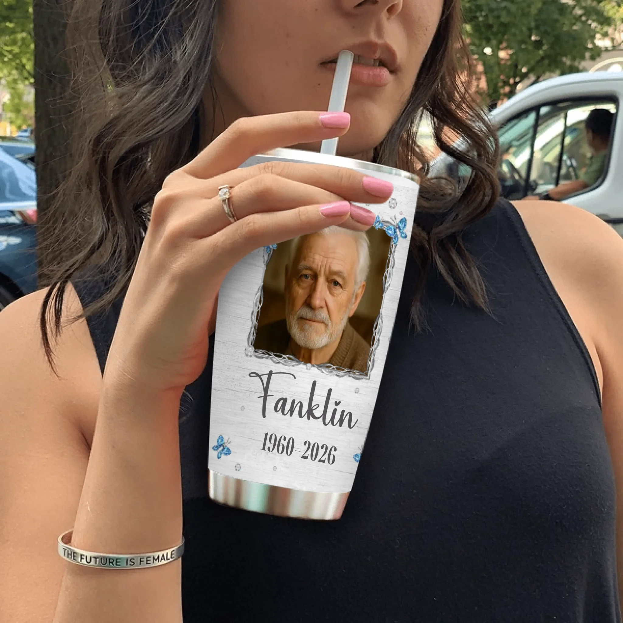 Forever in My Heart – Custom Grandpa Memorial Tumbler with Photo - 89Prints