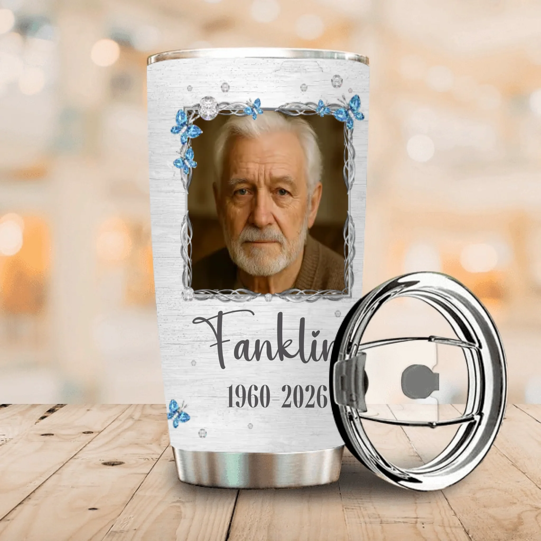 Forever in My Heart – Custom Grandpa Memorial Tumbler with Photo - 89Prints