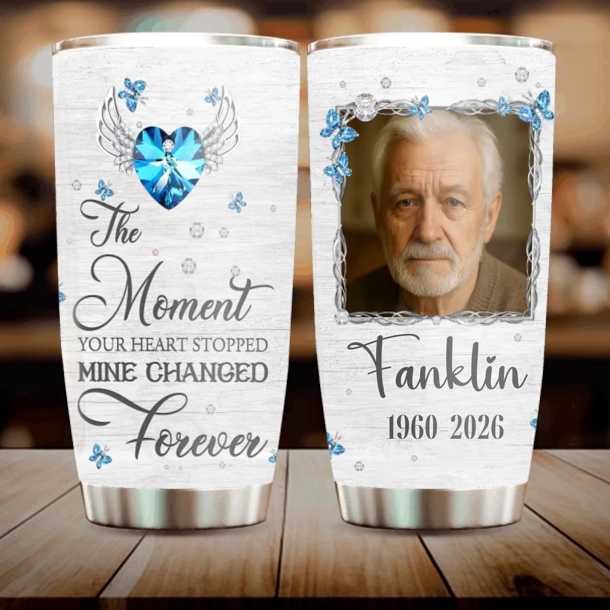 Forever in My Heart – Custom Grandpa Memorial Tumbler with Photo - 89Prints