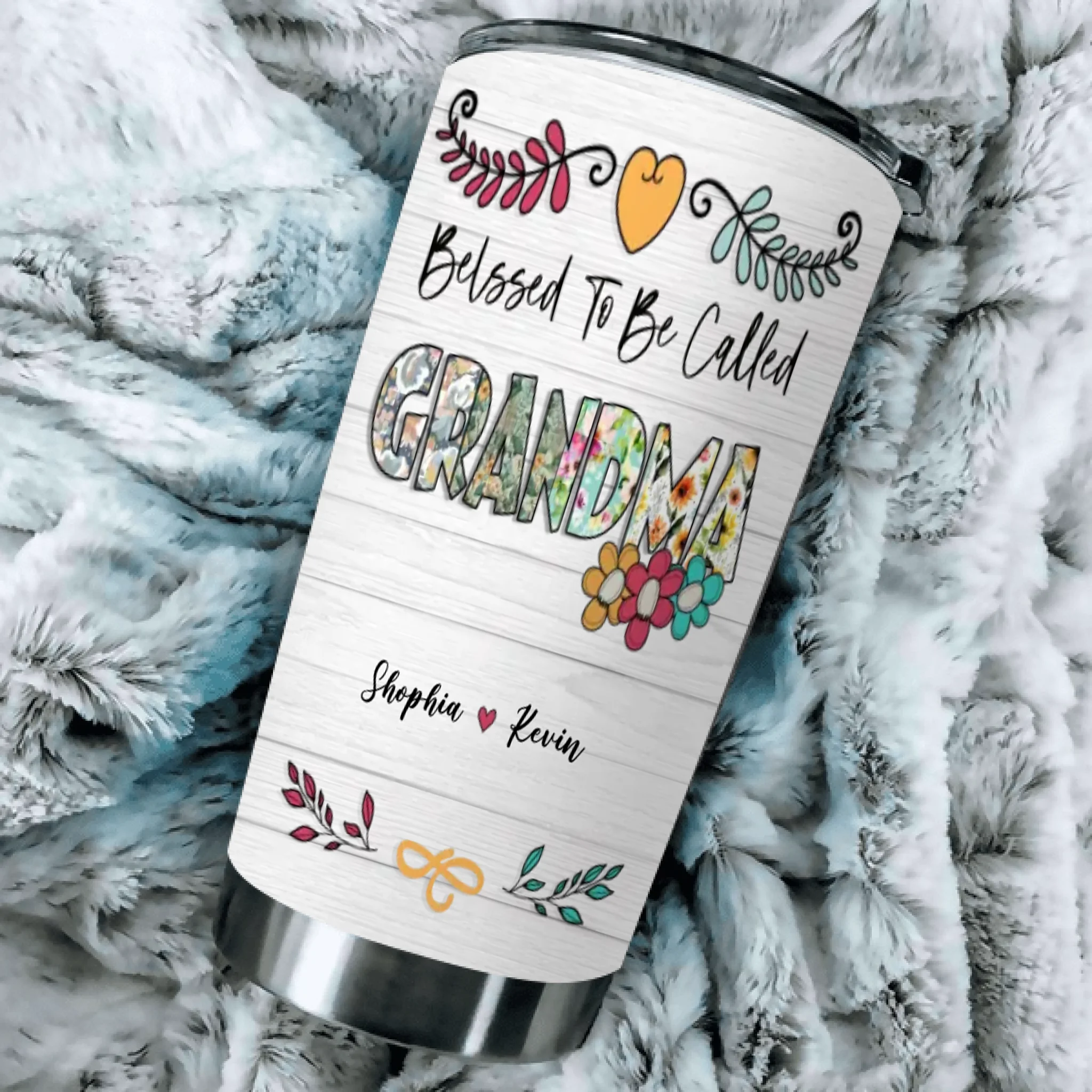 Blessed to Be Called Grandma – Custom Tumbler with Grandkids’ Names - 89Prints