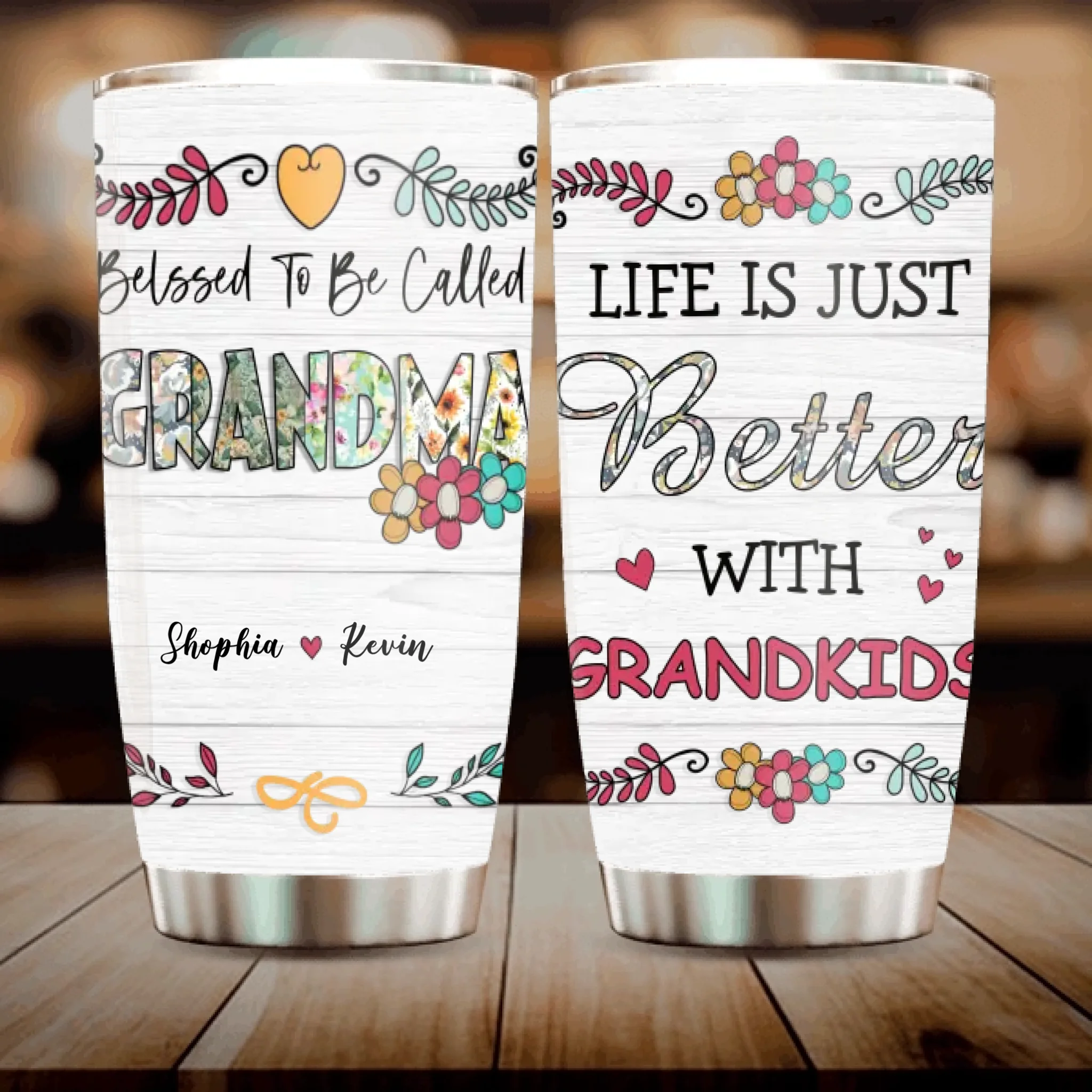 Blessed to Be Called Grandma – Custom Tumbler with Grandkids’ Names - 89Prints