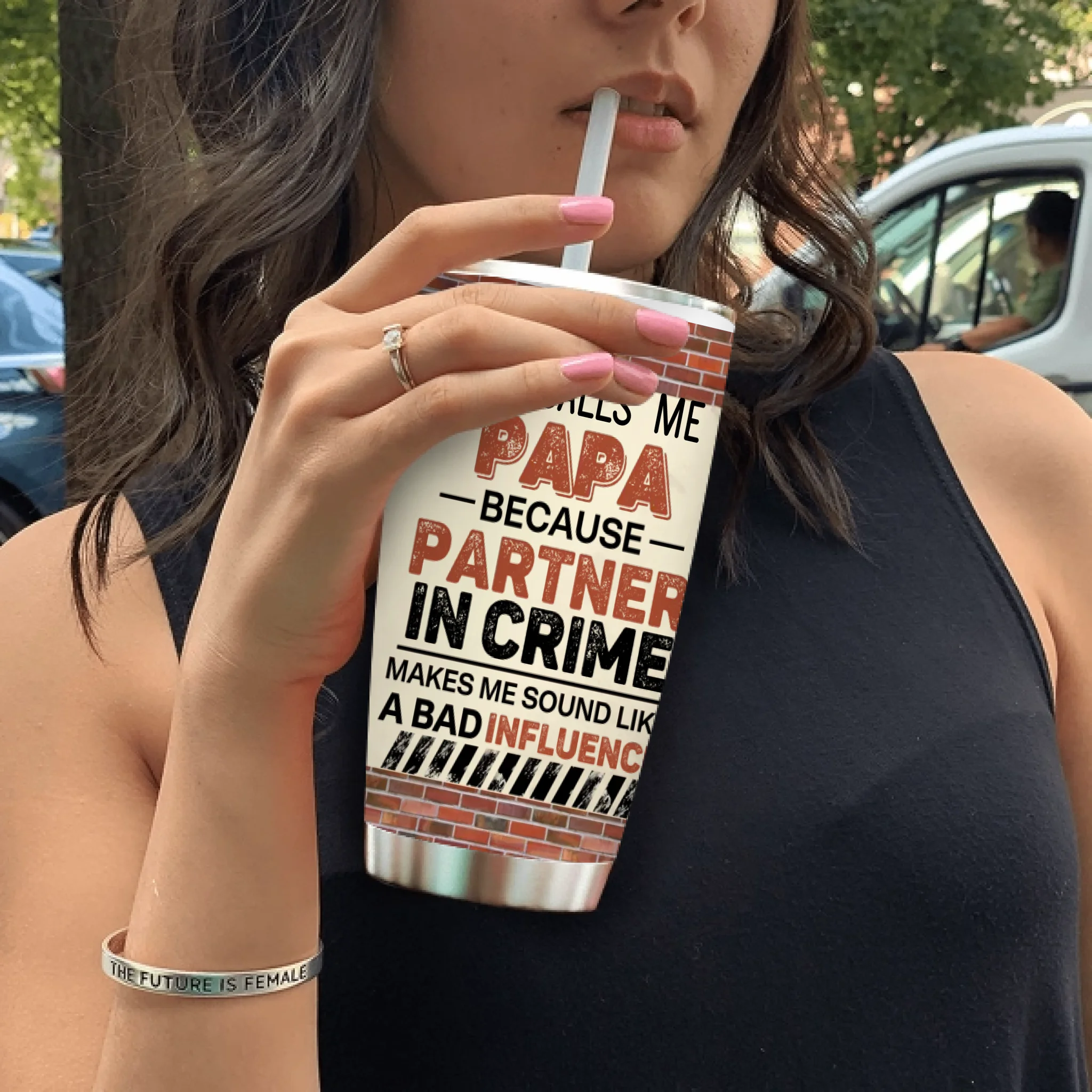 Papa Tumbler – “Partner in Crime” Funny Gift from Granddaughter or Grandson - 89Prints