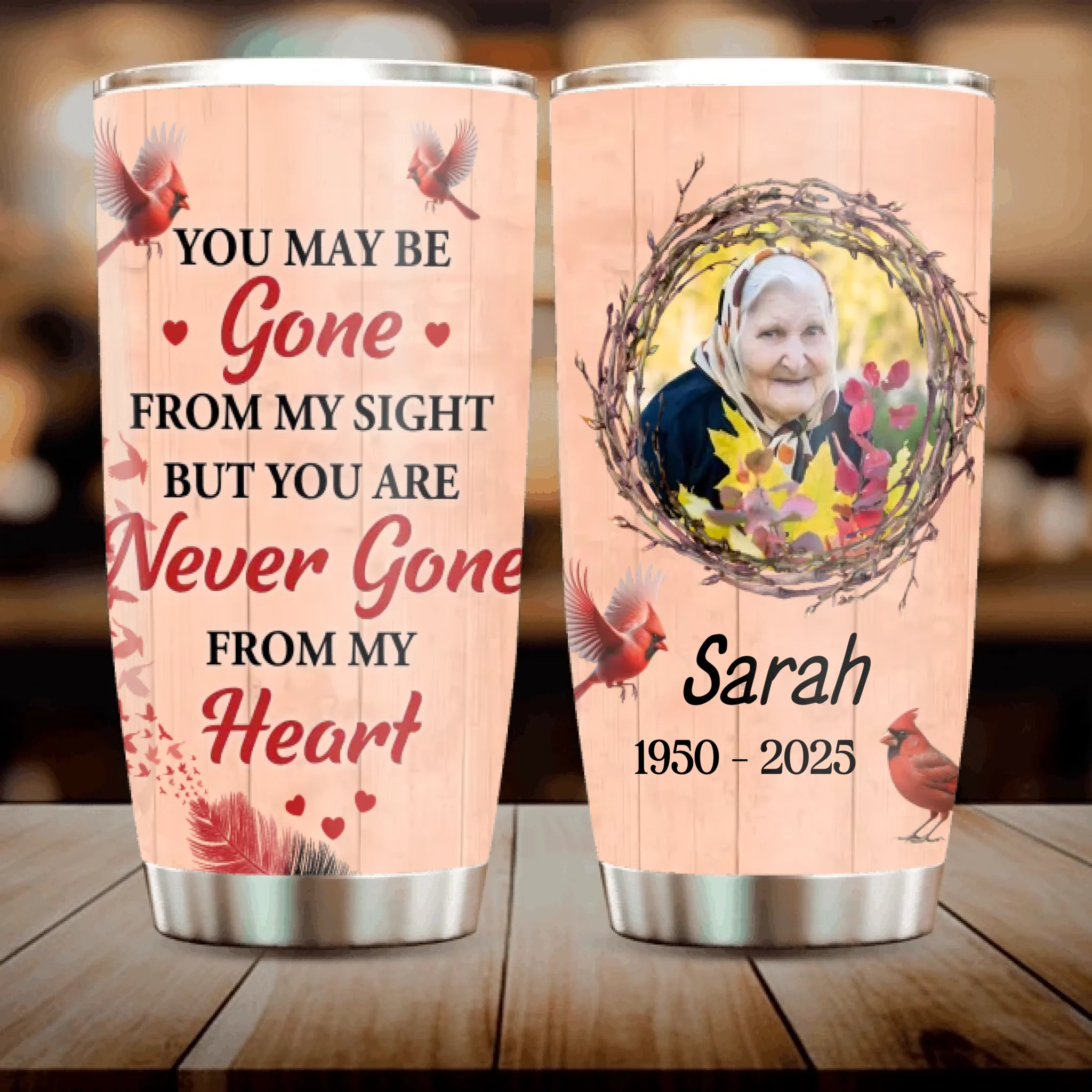 Cardinal Memorial Tumbler – Forever in My Heart Personalized Gift - 89Prints