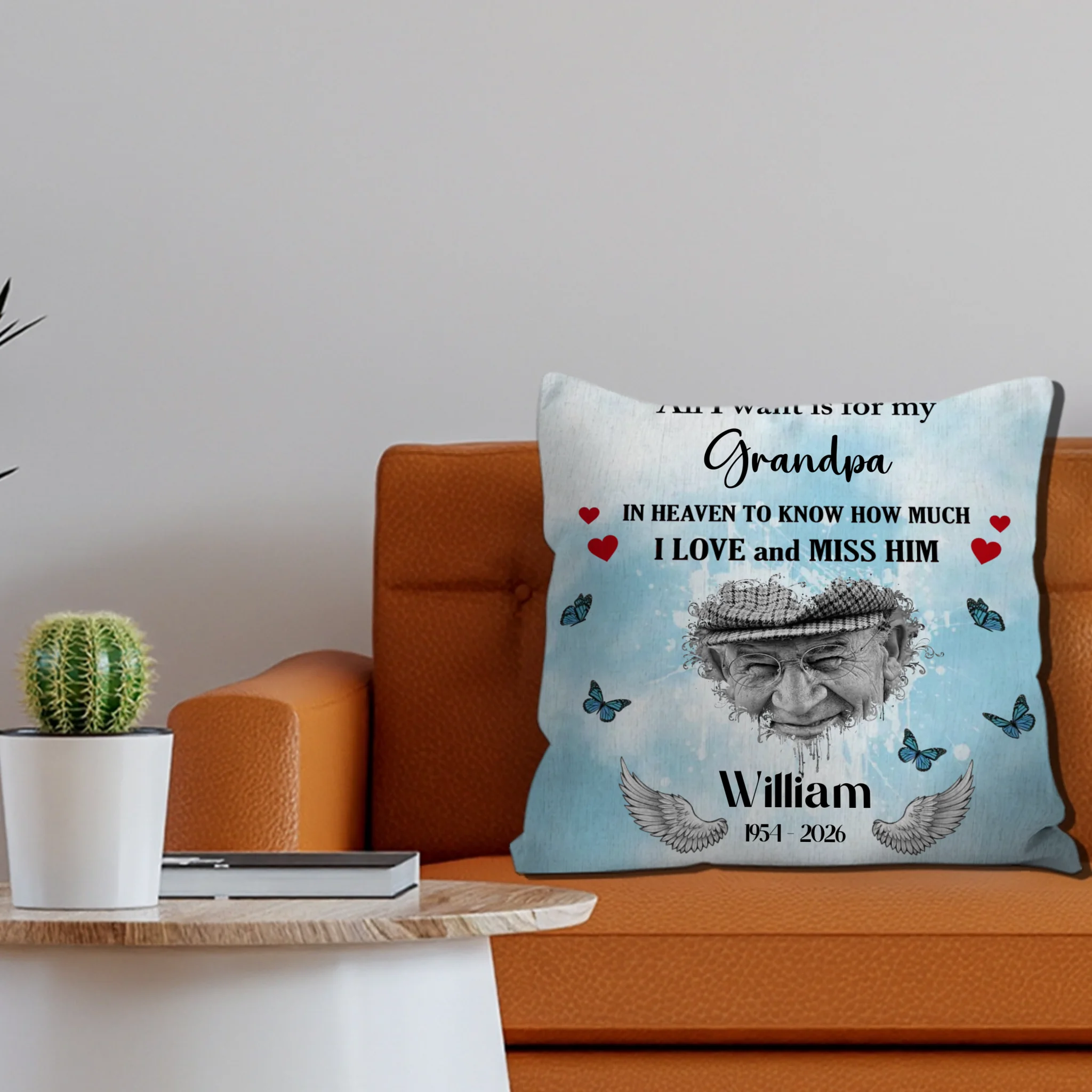 Forever Remembered Grandpa Pillow – Personalized Tribute Cushion - 89Prints