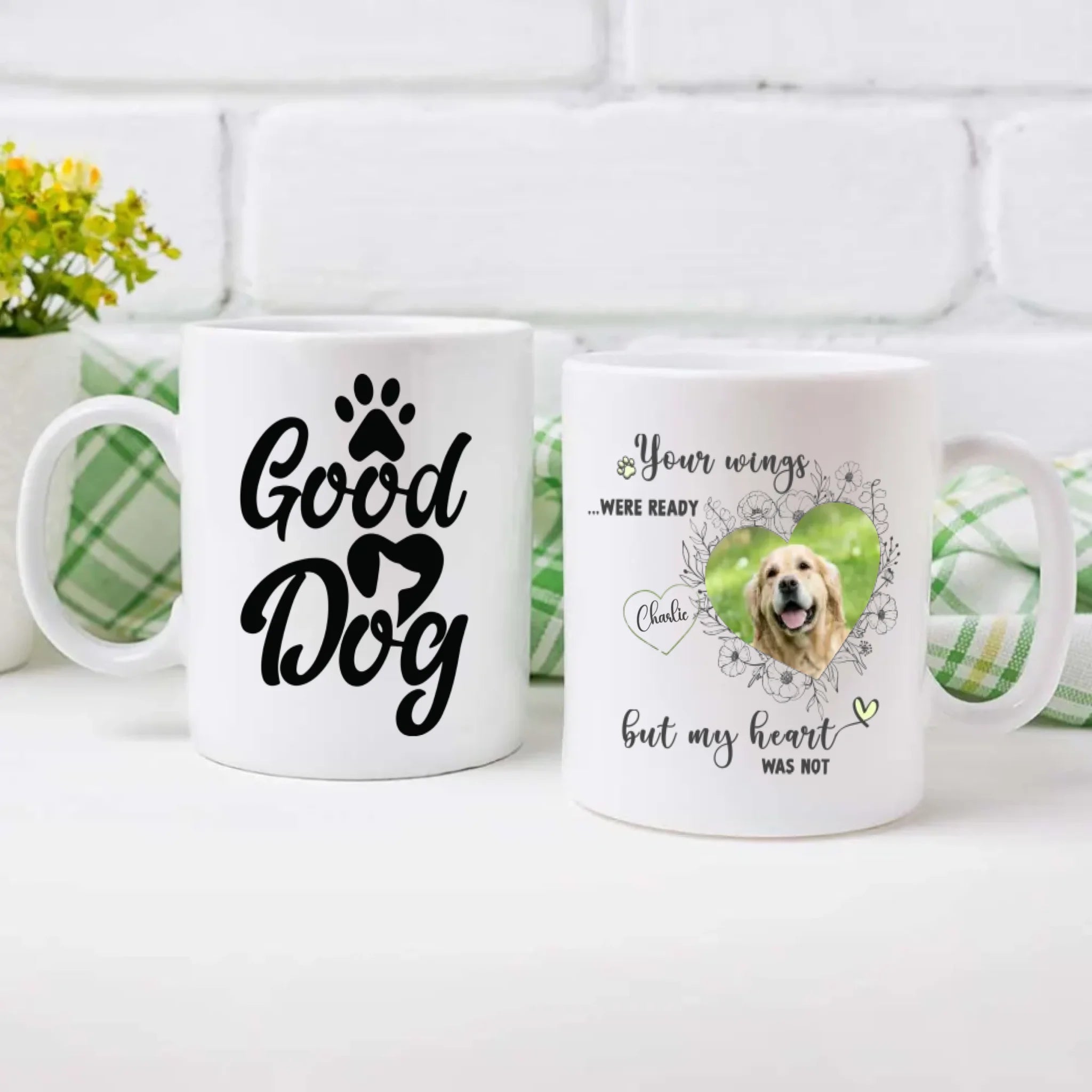 Personalized Dog Memorial Mug – Your Wings Were Ready But My Heart Was Not - 89Prints