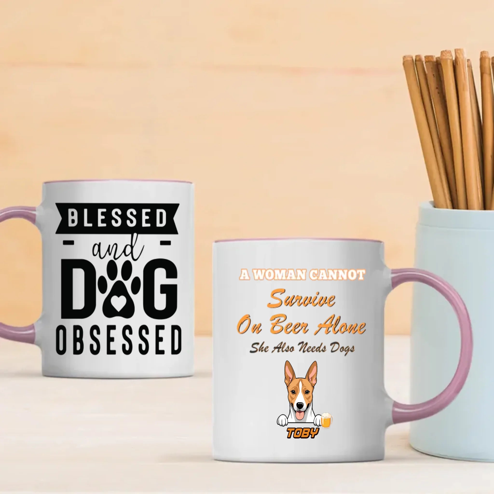 A Woman Cannot Survive on Beer Alone Mug – Funny Beer & Dog Lover Gift for Her - 89Prints