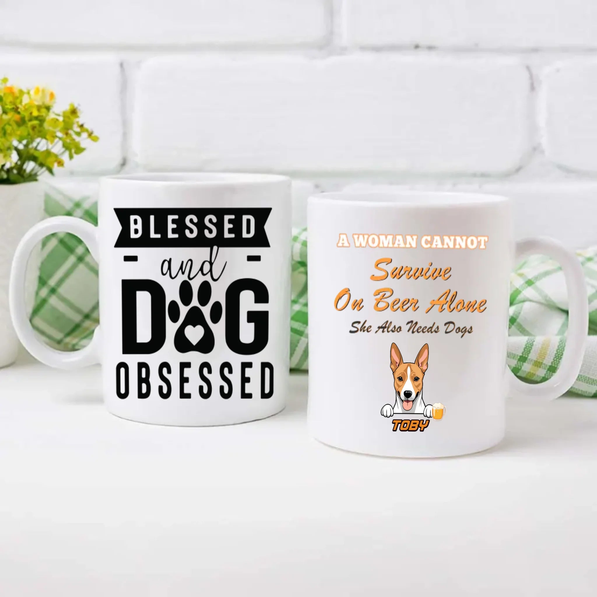 A Woman Cannot Survive on Beer Alone Mug – Funny Beer & Dog Lover Gift for Her - 89Prints