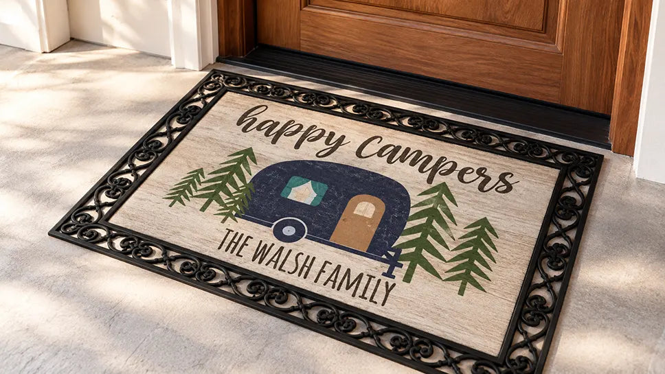 Happy campers personalized doormat