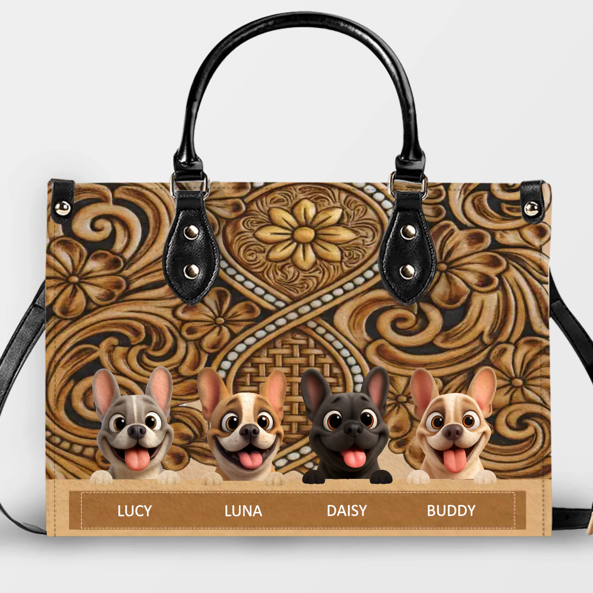 Personalized French Bulldog Handbag – Tooled Leather For Dog Lovers Gifts