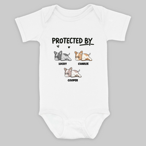 Customized Frenchie Baby Onesie – Protected By Dog Name Bodysuit