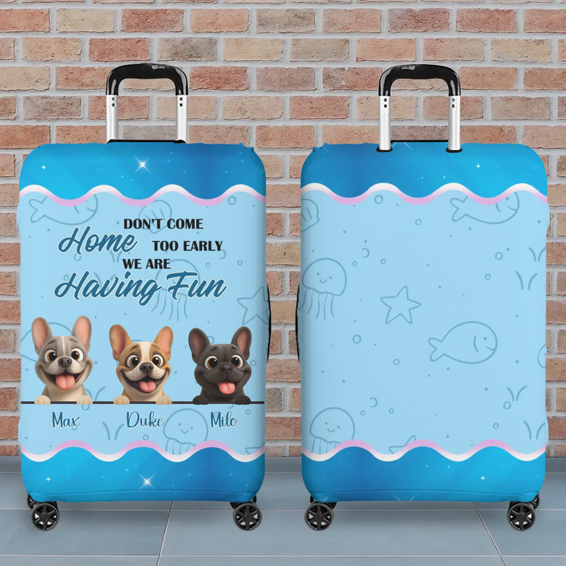 Personalized French Bulldog Luggage Cover – Having Fun Suitcase Protector Design