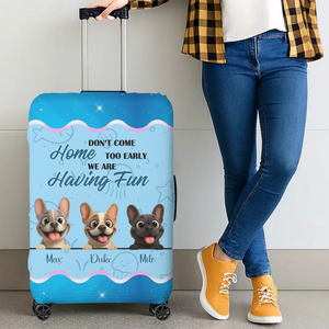 Personalized French Bulldog Luggage Cover – Having Fun Suitcase Protector Design