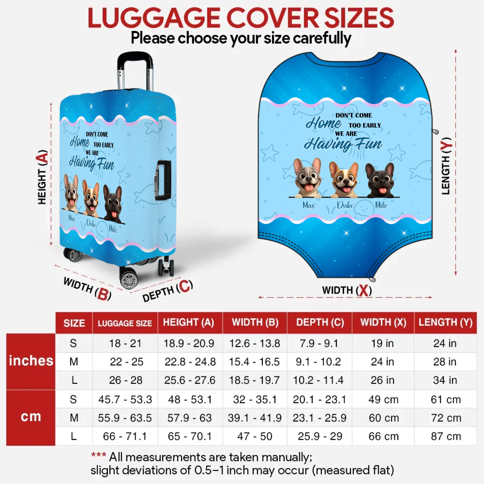 Personalized French Bulldog Luggage Cover – Having Fun Suitcase Protector Design