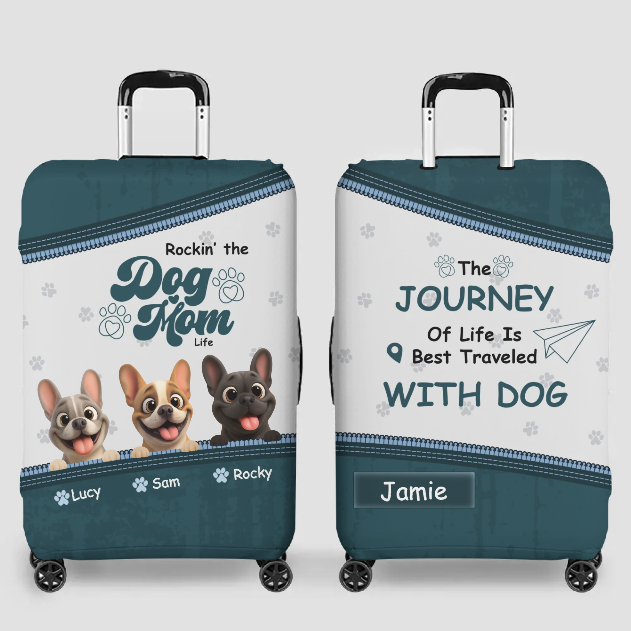 Customized Frenchie Luggage Cover – Rockin' the Dog Mom Life Gift