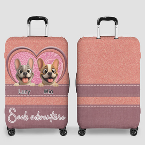 Personalized French Bulldog Luggage Cover – Seek Adventure With Custom Names
