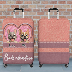 Personalized French Bulldog Luggage Cover – Seek Adventure With Custom Names