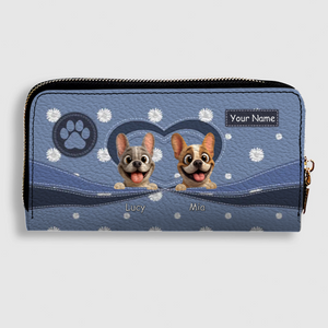 Personalized French Bulldog Wallet – Custom Daisy Flower Leather Clutch