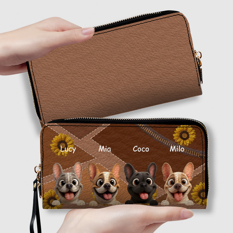 Customized French Bulldog Wallet – Vibrant Sunflower Gifts For Dog Lovers