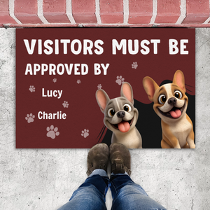 Doormat with Personalized French Bulldog Art – Funny Visitors Must Be Approved By