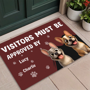 Doormat with Personalized French Bulldog Art – Funny Visitors Must Be Approved By