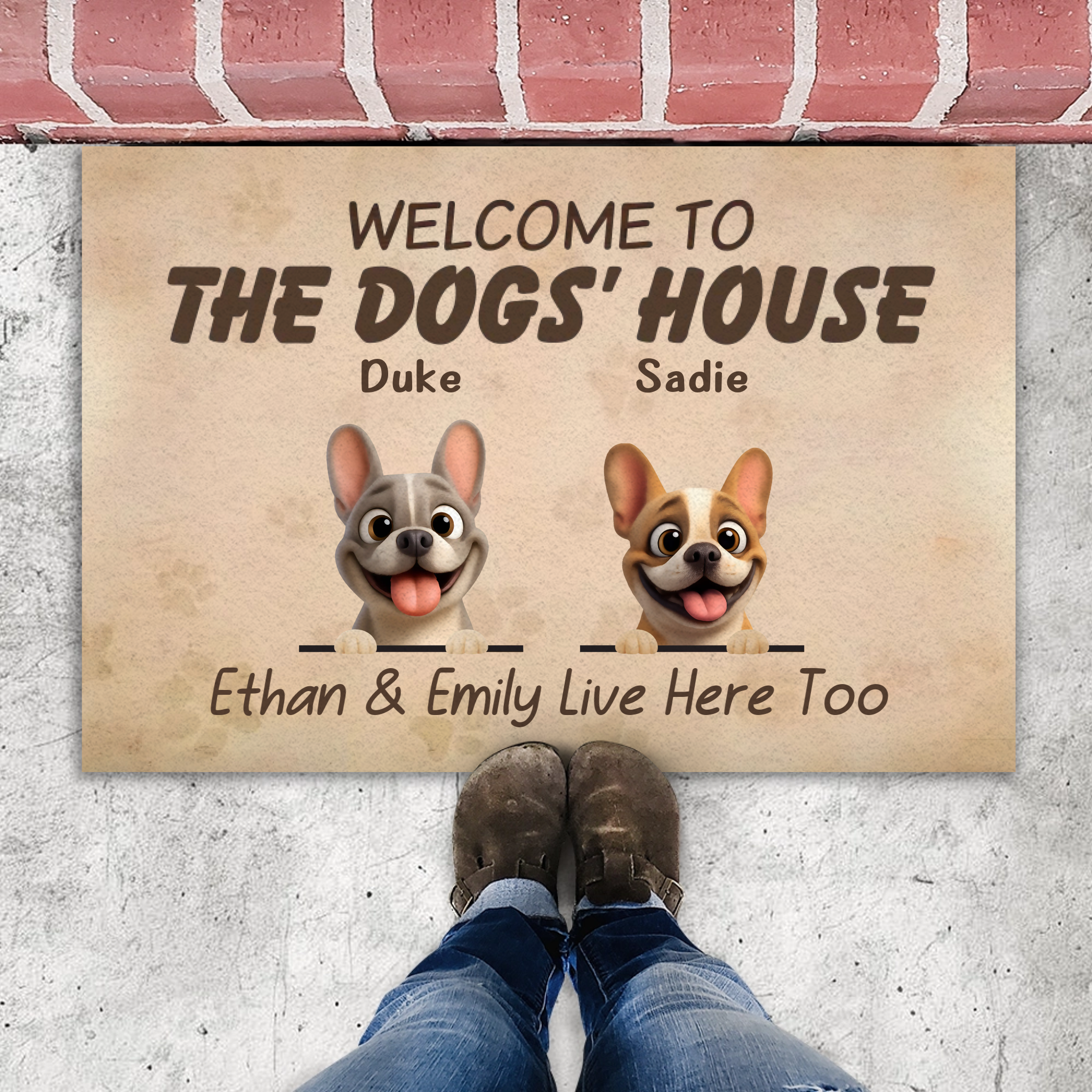 Doormat with Personalized French Bulldog – Welcome To The Dog's House