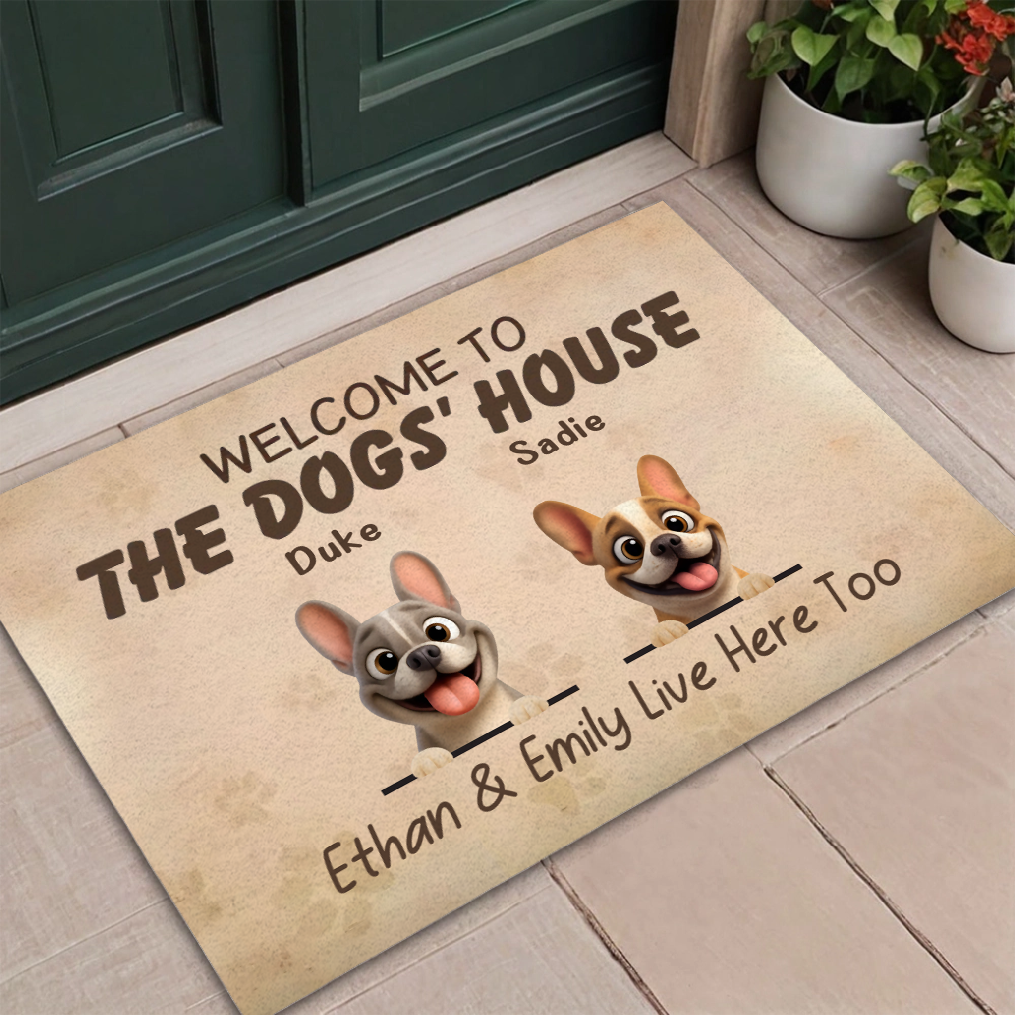 Doormat with Personalized French Bulldog – Welcome To The Dog's House