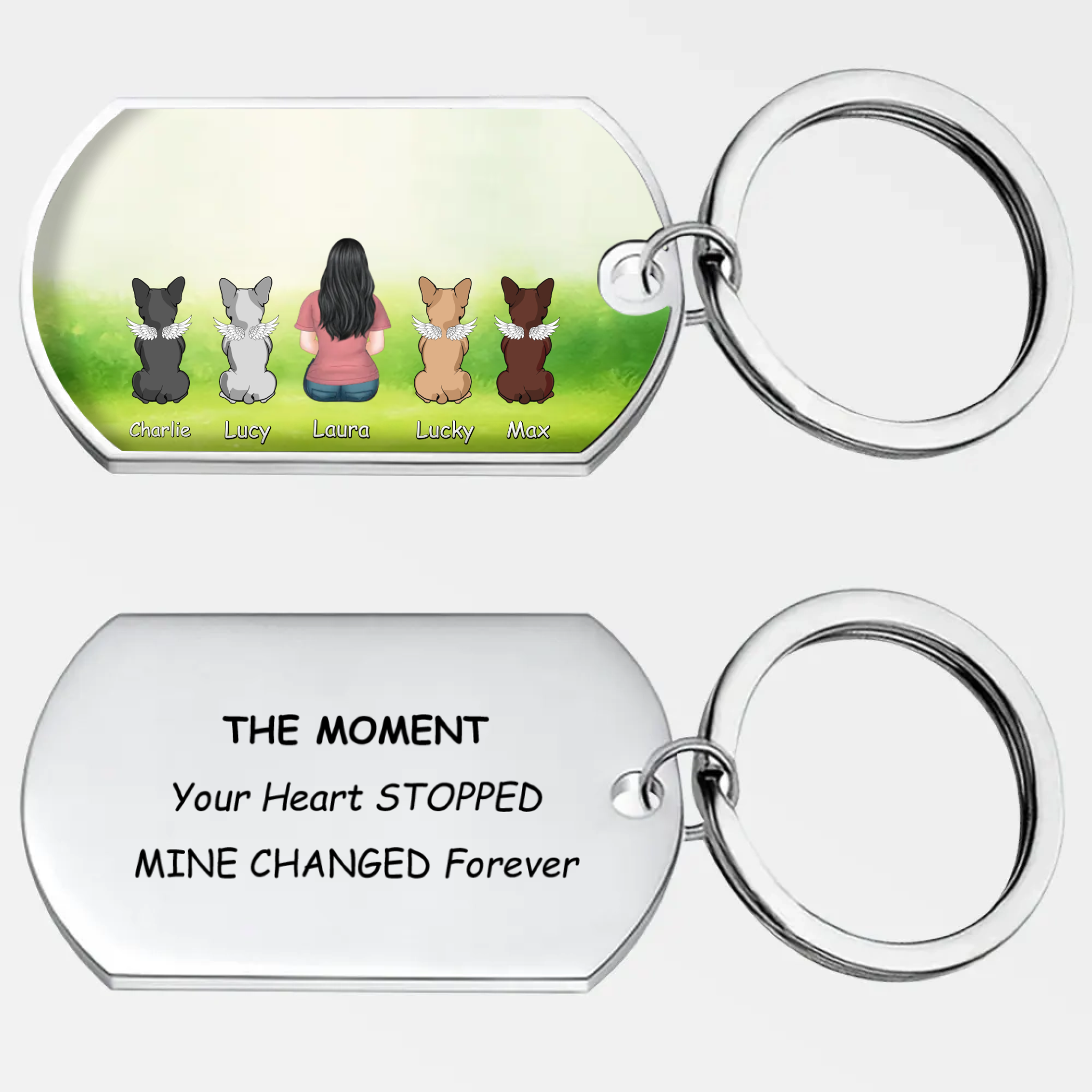 Custom Keychain for Frenchie – The Moment Your Heart Stopped Mine Changed Forever