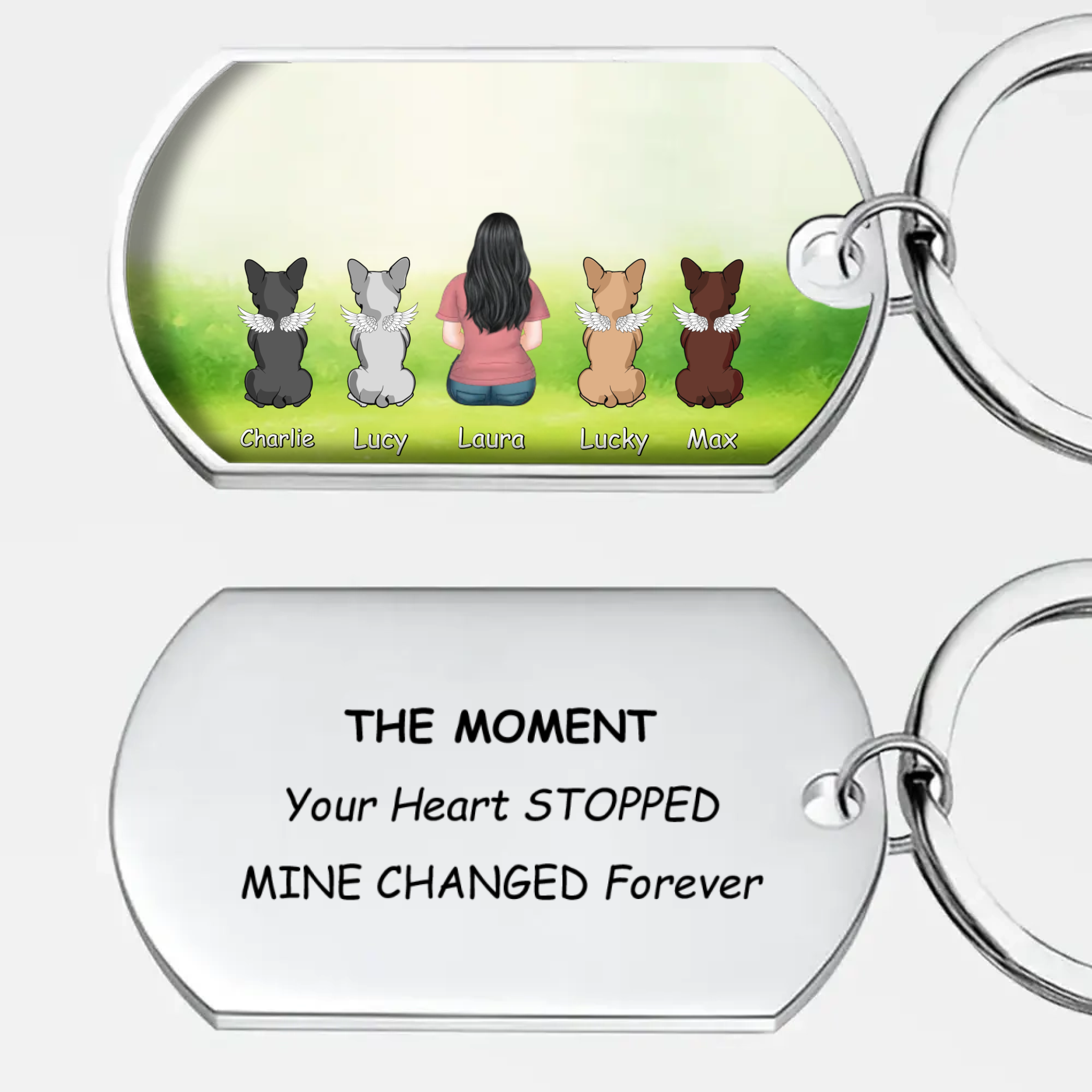 Custom Keychain for Frenchie – The Moment Your Heart Stopped Mine Changed Forever