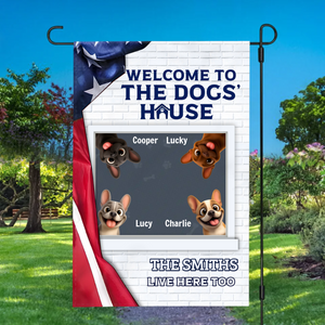 Garden Flag with Personalized Frenchie – Patriotic American Flag Welcome Sign