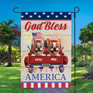 Bespoke French Bulldog Flag – Vintage God Bless America Red Truck For Dog Lovers