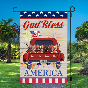 Bespoke French Bulldog Flag – Vintage God Bless America Red Truck For Dog Lovers