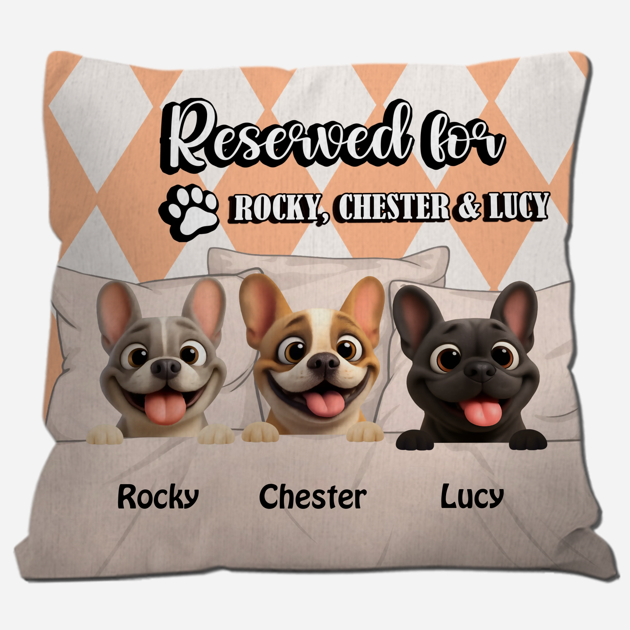 Personalized Frenchie Throw Pillow with Dog Name – Cute Reserved For Gift