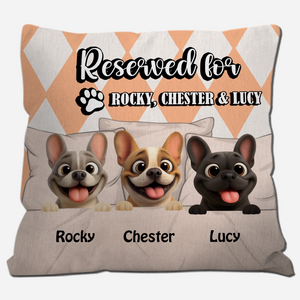 Personalized Frenchie Throw Pillow with Dog Name – Cute Reserved For Gift