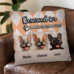 Personalized Frenchie Throw Pillow with Dog Name – Cute Reserved For Gift