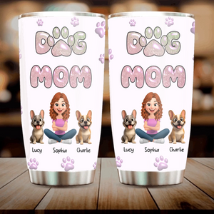 Customized French Bulldog Dog Mom Tumbler – 3D Cute Pastel Pink Holiday Gift