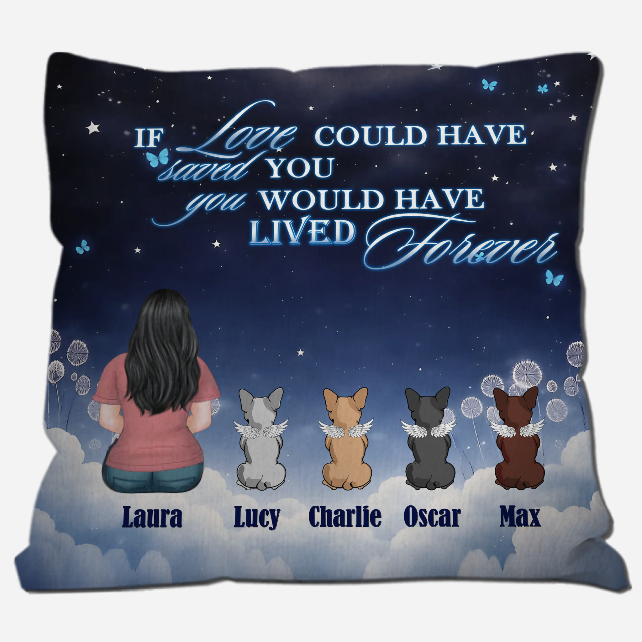 Custom Angel Frenchie Pillow –  If Love Could Have Saved You Dog Memorial Gift