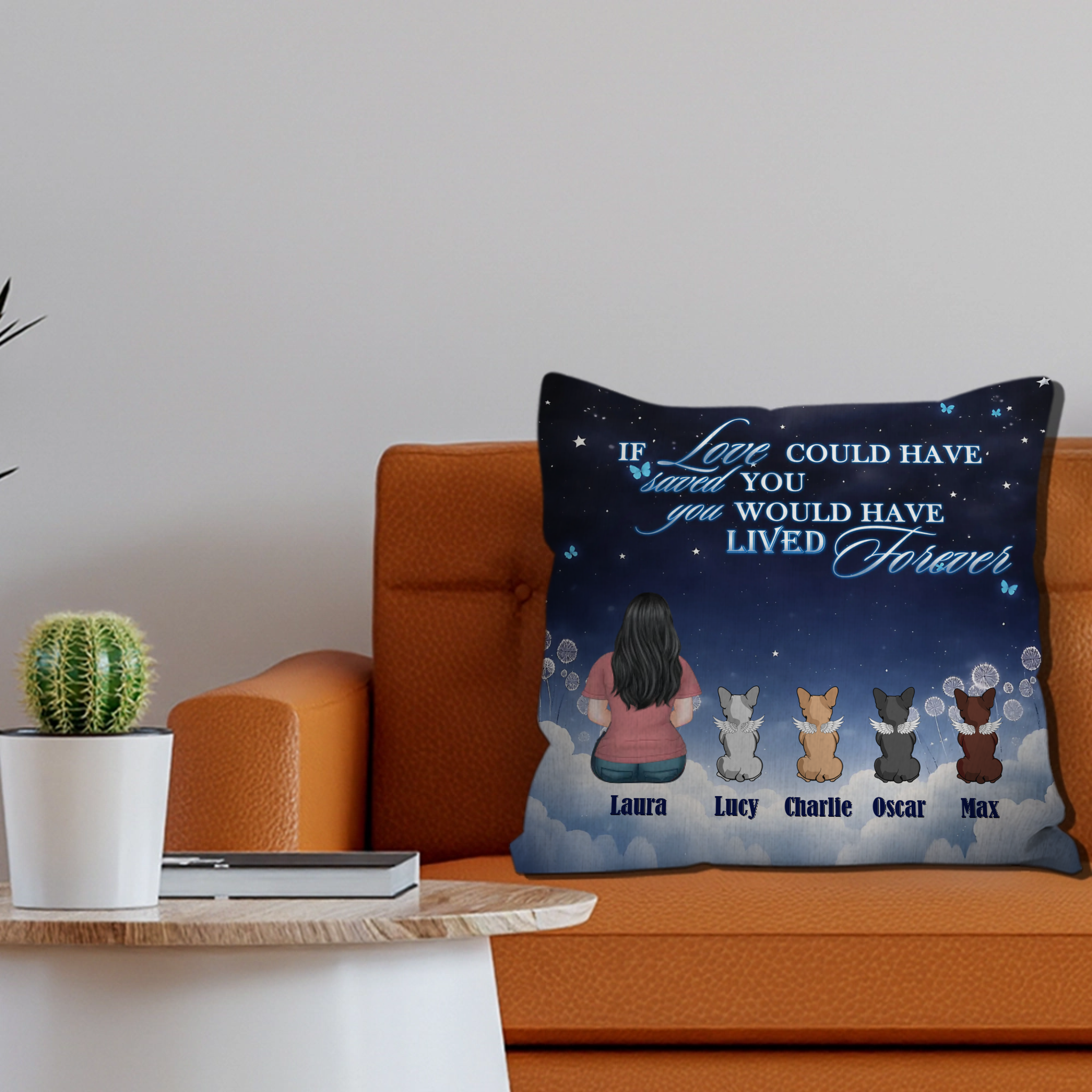 Custom Angel Frenchie Pillow –  If Love Could Have Saved You Dog Memorial Gift