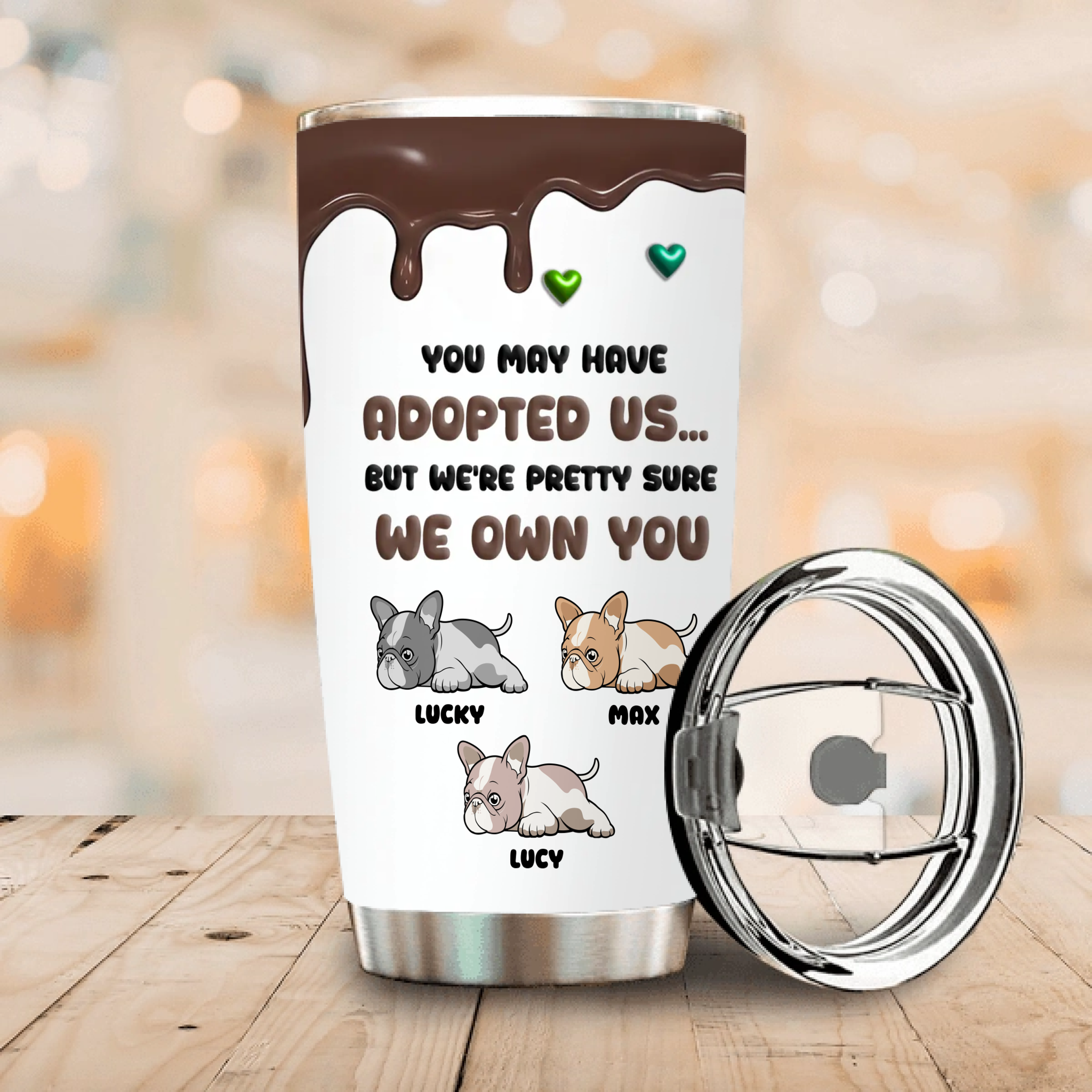 Customized French Bulldog Funny Tumbler – Lazy Splooting Puppy Insulated Cup