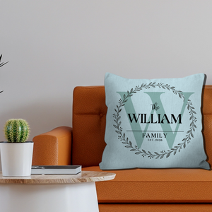 Customized Laurel Wreath Family Pillow – Meaningful Commemorative gift.