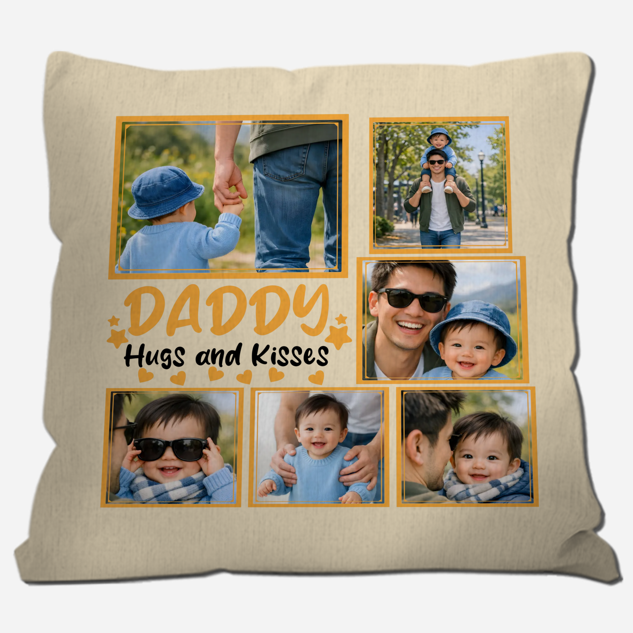 Personalized Throw Pillow For Dad – Daddy Hugs and Kisses Gift