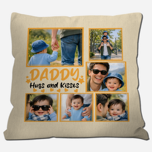 Personalized Throw Pillow For Dad – Daddy Hugs and Kisses Gift