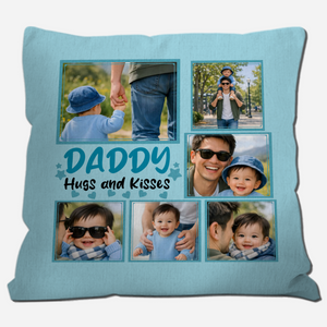 Personalized Throw Pillow For Dad – Daddy Hugs and Kisses Gift