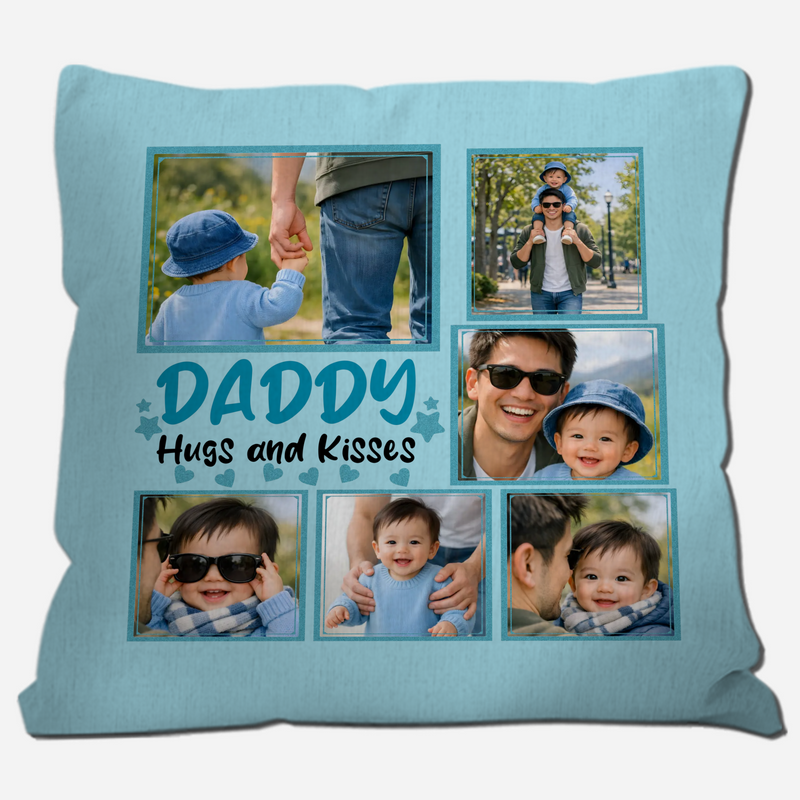 Personalized Throw Pillow For Dad – Daddy Hugs and Kisses Gift